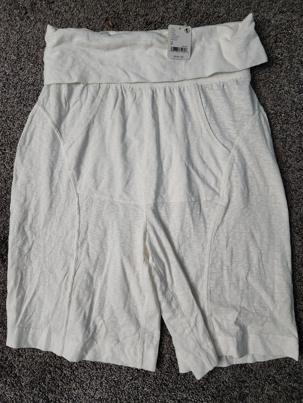 Free People White High-Waist Lounge Shorts